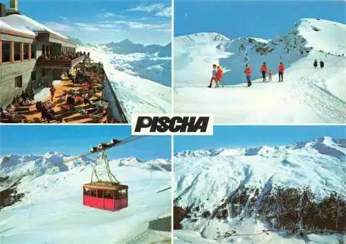 AK / Ansichtskarte Pischa Davos Bergrestaurant Pischa mit Flueela Schwarzhorn Wandergruppe Pischabahn mit Flueelamaederlift und Weissfluh