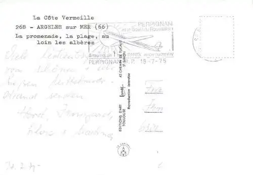 AK / Ansichtskarte Argeles-sur-Mer 66 Pyrenees-Orientales La promenade la plage au loin les alberes