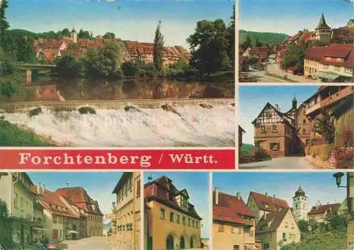AK / Ansichtskarte Forchtenberg Partie an der Kocher mit Wehr Teilansichten Ortszentrum Kirche