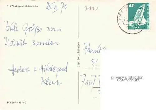 AK / Ansichtskarte oehringen  Hohenlohe Schloss Kirche Stadtzentrum Brunnen