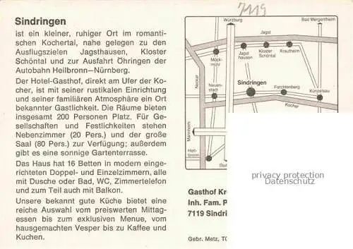 AK / Ansichtskarte Sindringen Forchtenberg Hohenlohekreis BW Panorama Gasthof Krone Restaurant
