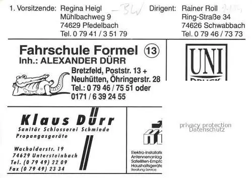 AK / Ansichtskarte Untersteinbach Pfedelbach Hohenlohekreis BW Blaskapelle Untersteinbach