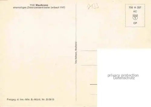 AK / Ansichtskarte Maulbronn Ehemaliges Zisterzienserkloster 12. Jhdt.