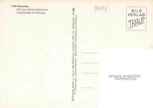 AK / Ansichtskarte Kuenzelsau Hauptstrasse mit Rathaus