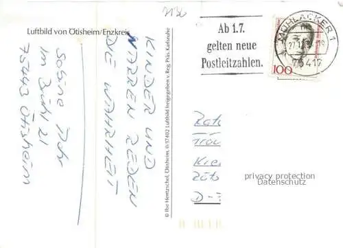 AK / Ansichtskarte oetisheim Enzkreis BW Fliegeraufnahme