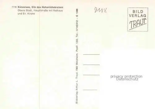 AK / Ansichtskarte Kuenzelsau Obere Stadt Hauptstrasse Rathaus und ev. Kirche