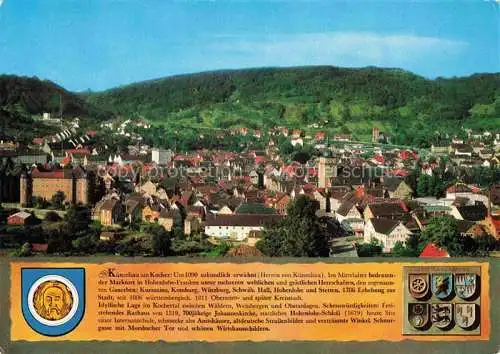 AK / Ansichtskarte Kuenzelsau Stadtpanorama Historie Wappen