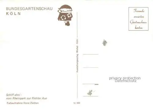 AK / Ansichtskarte BUGA Bundesgartenschau Koeln Schiff ahoi Rheinpark Aue 