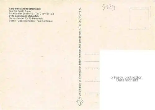 AK / Ansichtskarte Leonbronn Zaberfeld Heilbronn BW Café Restaurant Stromberg Gastraeume See