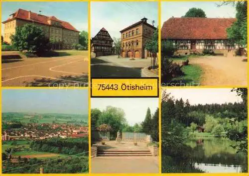 AK / Ansichtskarte oetisheim Enzkreis BW Teilansichten Schule Rathaus Pfleghaus Waldensermuseum Kriegsopferdenkmal Eckausee