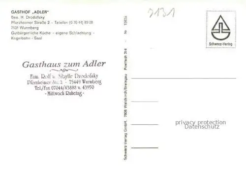 AK / Ansichtskarte Wurmberg Gasthof Adler Restaurant