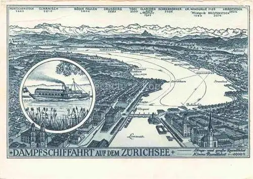 AK / Ansichtskarte Zuerichsee ZH Panoramakarte Dampfschiffahrt