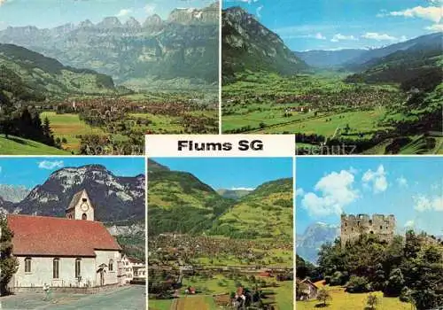 AK / Ansichtskarte Flums  Sarganserland SG Panorama Kirche Ruine