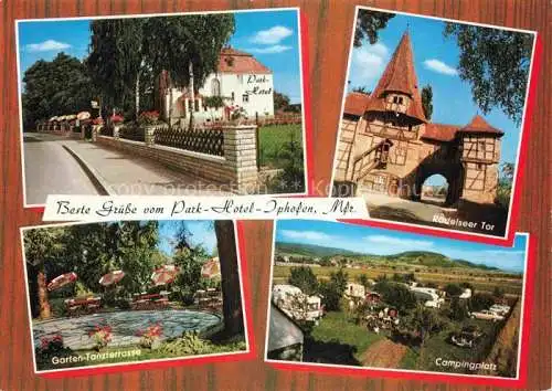 AK / Ansichtskarte Iphofen Park Hotel Roedelseer Tor Garten Tanzterrasse Campingplatz