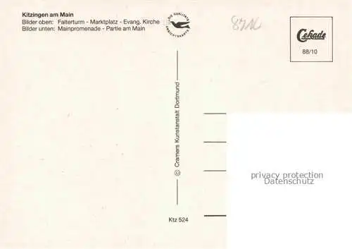 AK / Ansichtskarte Kitzingen Main Falterturm Marktplatz Ev Kirche Mainpromenade Mainpartie