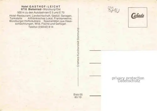 AK / Ansichtskarte Biebelried Hotel Gasthof Leicht Gastraum