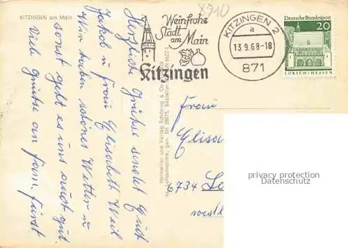 AK / Ansichtskarte Kitzingen Main Mainpartie Fliegeraufnahme