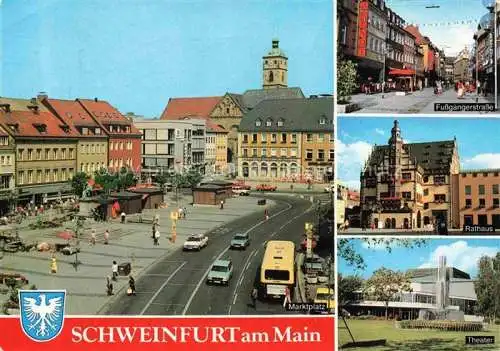 AK / Ansichtskarte SCHWEINFURT Main Marktplatz Fussgaengerzone Rathaus Theater