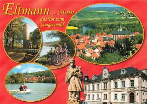 AK / Ansichtskarte Eltmann Turm Radfahren Mainpartie Panorama Schloss