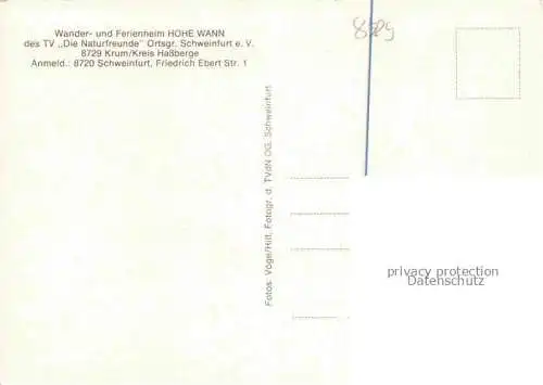 AK / Ansichtskarte Krum Unterfranken Naturfreunde Hohe Wann Gastraum Panorama