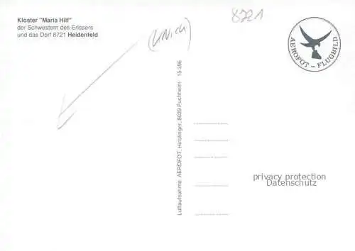 AK / Ansichtskarte Heidenfeld Kloster Maria Hilf Fliegeraufnahme