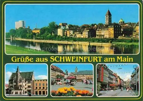 AK / Ansichtskarte SCHWEINFURT Main Mainpartie Rathaus Markt Fussgaengerzone
