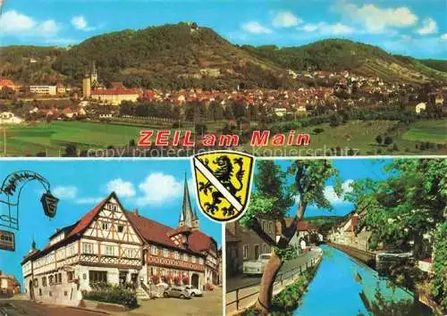 AK / Ansichtskarte Zeil Main Hassberge Bayern Panorama Gaststaette Kanal