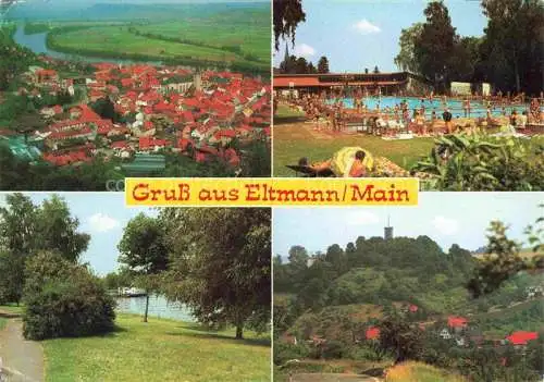 AK / Ansichtskarte Eltmann Mainpartie Schwimmbad Panorama Burgturm