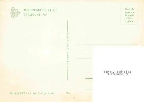 AK / Ansichtskarte BUGA Bundesgartenschau Karlsruhe Gandolettafahrt Stadtgarten 