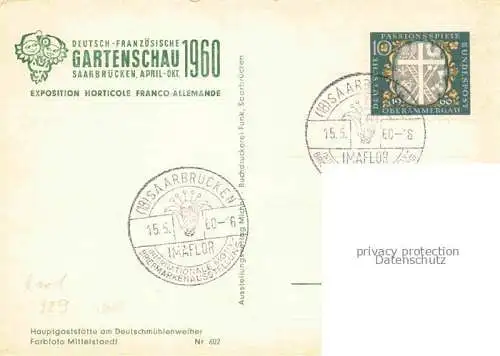 AK / Ansichtskarte LAGA Landesgartenschau Saarbruecken Hauptstaedte Deutschmuehlenweiher Deutsch Franzoesisch  