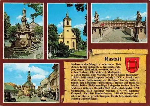 AK / Ansichtskarte Chronik-AK Rastatt Bernharduskirche Rathaus Schloss