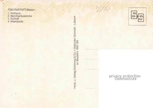 AK / Ansichtskarte Chronik-AK Rastatt Bernharduskirche Rathaus Schloss