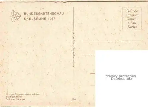 AK / Ansichtskarte BUGA Bundesgartenschau Karlsruhe Gondolettafahrt Stadtgartensee