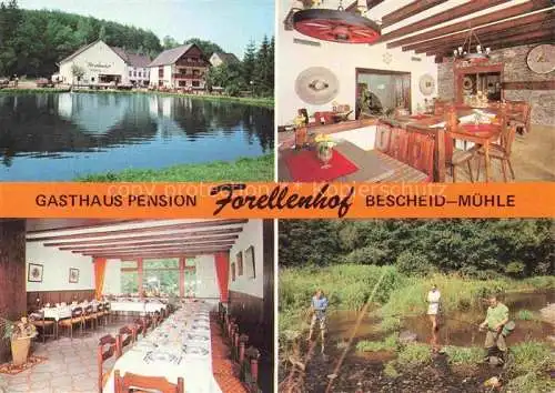 AK / Ansichtskarte Bescheid Hermeskeil Gasthaus Pension Forellenhof Bescheider Muehle Gastraum Forellenzucht
