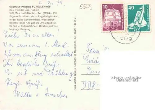 AK / Ansichtskarte Bescheid Hermeskeil Gasthaus Pension Forellenhof Bescheider Muehle Gastraum Forellenzucht
