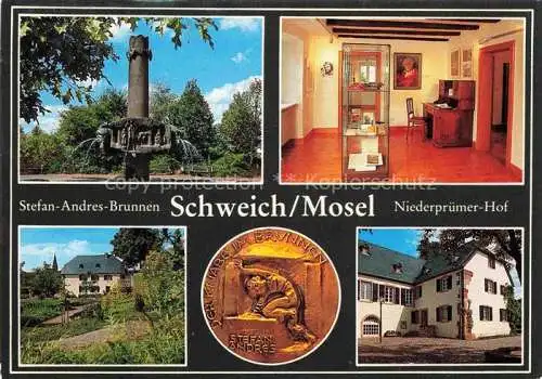 AK / Ansichtskarte Schweich Mosel Stefan-Andres-Brunnen Niederpruemer Hof Ausstellung