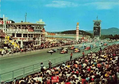 AK / Ansichtskarte Nuerburgring Autorennstrecke Eifel Blick auf Start und Ziel mit Hoher Acht