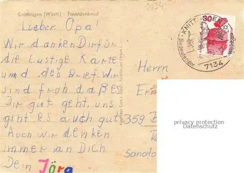 AK / Ansichtskarte Knittlingen Enzkreis BW Faustdenkmal