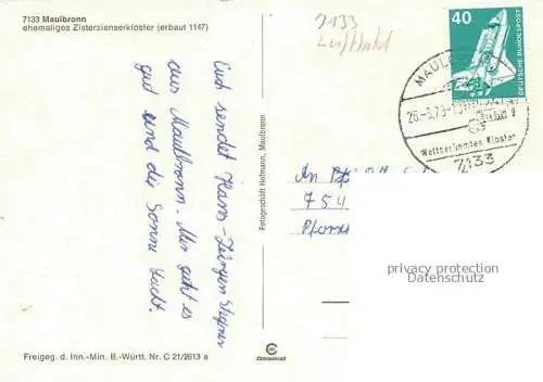 AK / Ansichtskarte Maulbronn Kloster ehemaliges Zisterzienserkloster