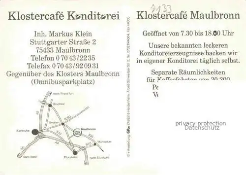AK / Ansichtskarte Maulbronn Klostercafé Konditorei Weltkulturerbe Kloster Maulbronn