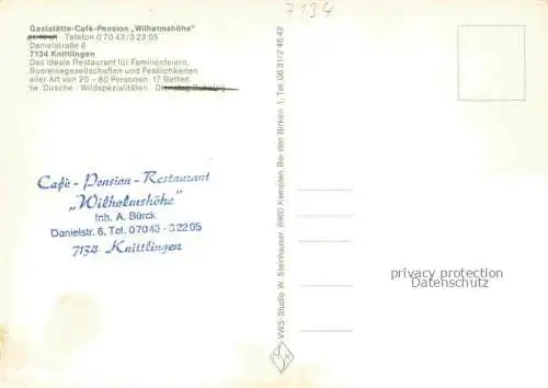 AK / Ansichtskarte Knittlingen Enzkreis BW Gaststaette Pension Café Wilhelmshoehe Gastraum Fremdenzimmer