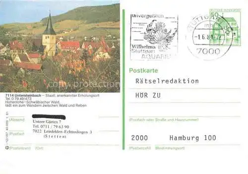 AK / Ansichtskarte Untersteinbach Pfedelbach Hohenlohekreis BW Ansicht mit Kirche Erholungsort Hohenlohe Schwaebischer Wald