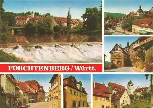 AK / Ansichtskarte Forchtenberg Partie am Kocher Wehr Motive Altstadt Kirche