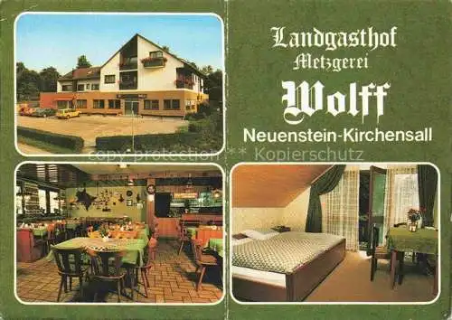 AK / Ansichtskarte Kirchensall Landgasthof Metzgerei Wolff Gastraum Fremdenzimmer