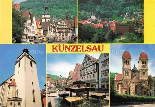 AK / Ansichtskarte Kuenzelsau Motive Stadtzentrum Brunnen Kirche Schloss