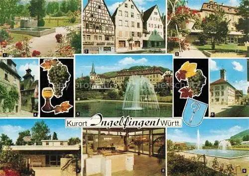 AK / Ansichtskarte Ingelfingen Brunnen Kurpark Fachwerkhaeuser Brunnenhalle Schloss Tuermle Brunnen Wasserspiele
