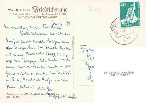 AK / Ansichtskarte Friedrichsruhe Zweiflingen Waldhotel Friedrichsruhe Jagdschloss Tennisplatz