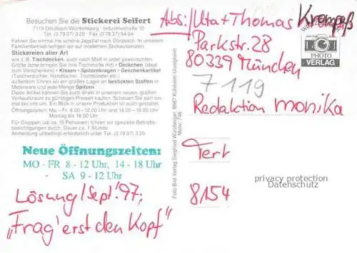 AK / Ansichtskarte Doerzbach Panorama Stickerei Seifert Handwerksbetrieb Ausstellungsraum