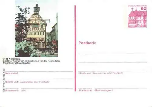 AK / Ansichtskarte Kuenzelsau Stadtzentraum Rathaus Fachwerkbauten