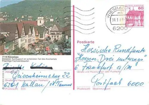 AK / Ansichtskarte Kuenzelsau Hauptstrasse Rathaus Kirche Fachwerkbauten